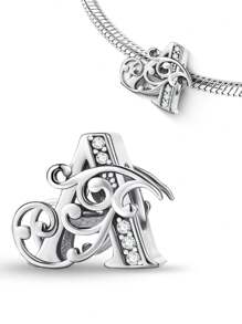 1 件 925 纯银时尚 26 字母串珠饰品适合女士手链手镯 DIY 珠宝制作周年纪念礼物精美女士珠宝