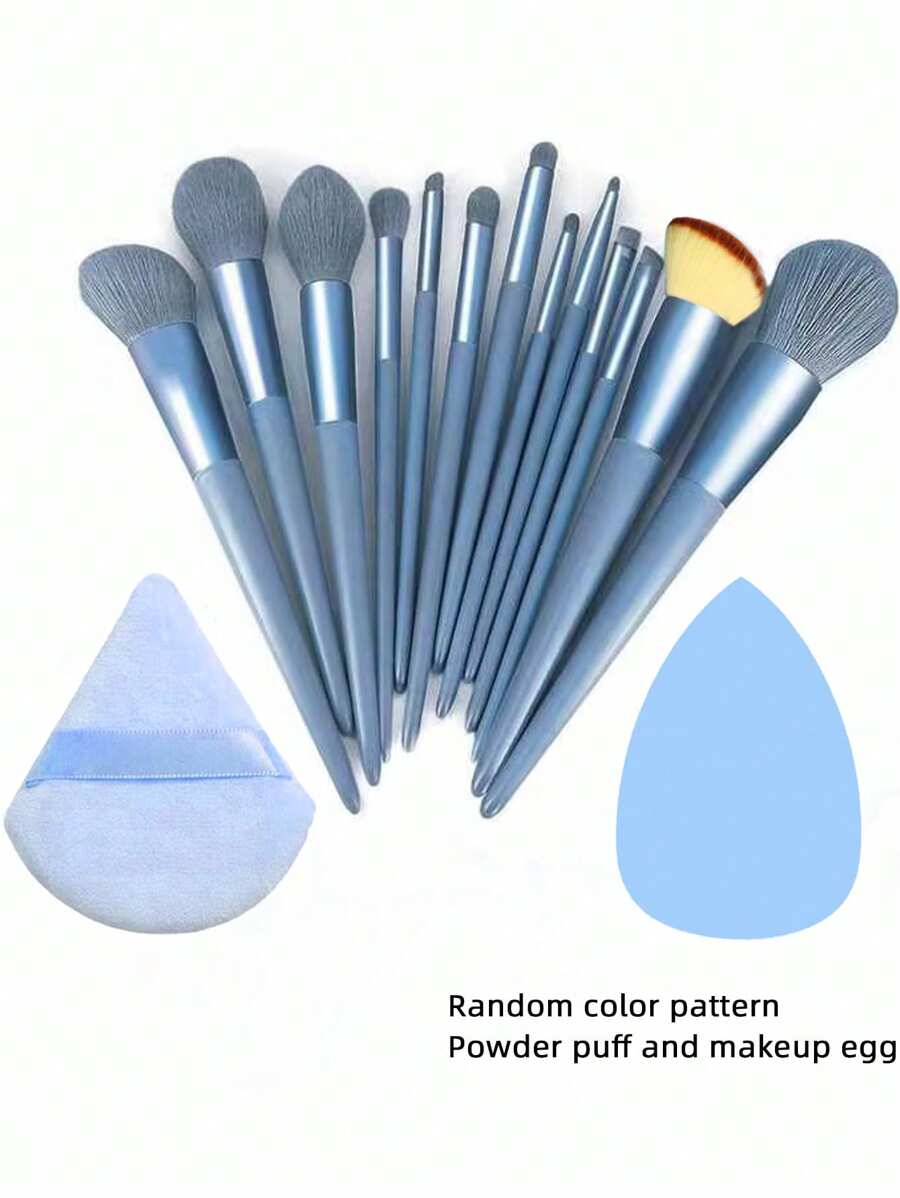 13pcs Makeup Brush Set + 2pcs Random Color/Shape Makeup Blender Sponge, Eyeshadow, Foundation, BB Cream, Concealer Brushes, Soft Makeup Tools For Women,Brush Set,Makeup Brush Kit,Make Up Brush Set,Make Up Set Complete,Makeup Brush Set,Complete Makeup Kit,Brush Kit,Brushes Makeup Set,Makeup Gift Set,Set,Giveaways,Professional Makeup Brushes,Complete Makeup Set