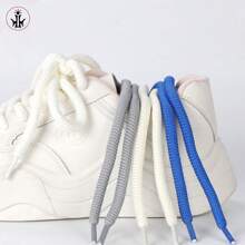 1 Paar 8mm Kordel-Baumwollsenkel für Lässig Sneaker/Chunky Sneaker, schwarz & weiße dicke runde Schnürsenkel