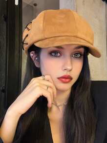 1pc Women's Solid Color Beret Hat, Warm & Windproof, Retro Autumn British Style Octagonal Cap, Versatile Street Fashion Casual Day Hat, Suitable For Outdoor, Everyday Use In Autumn/Winter - Multicolor - View 5