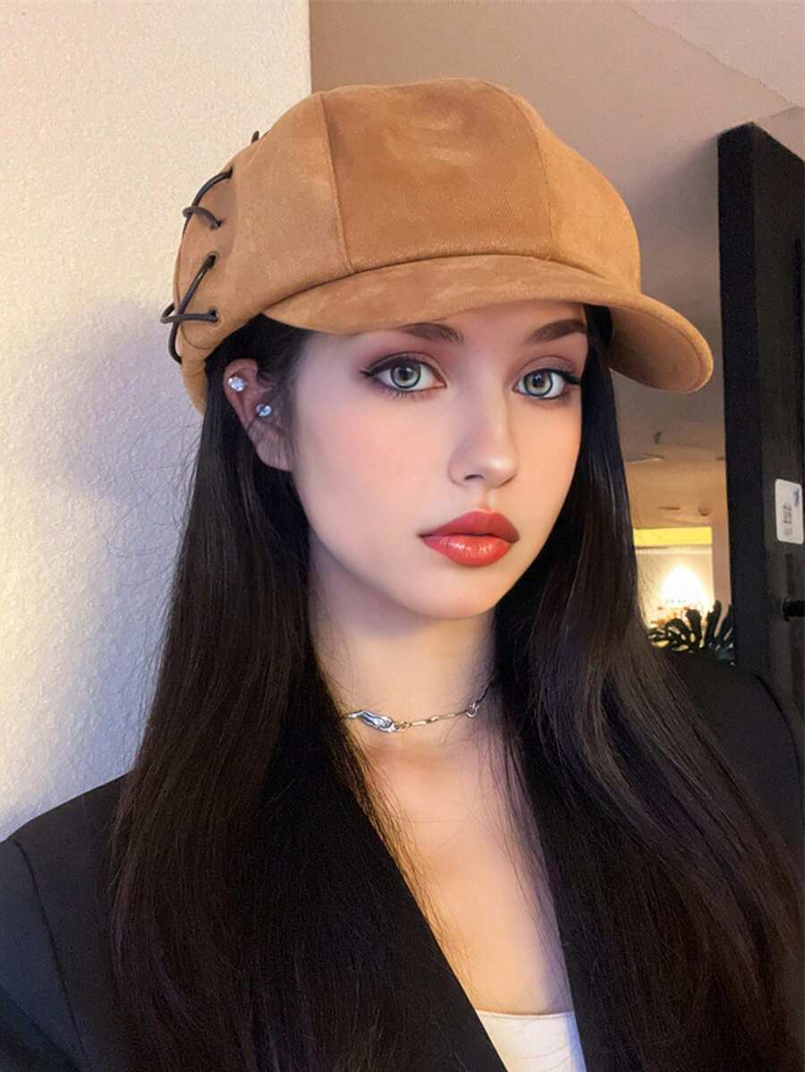 1pc Women's Solid Color Beret Hat, Warm & Windproof, Retro Autumn British Style Octagonal Cap, Versatile Street Fashion Casual Day Hat, Suitable For Outdoor, Everyday Use In Autumn/Winter - Multicolor - View 1