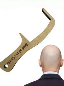1 Bald Men's Comb And Brush, Interesting Wooden Hairless Comb And Toothless Comb, Wooden Hairless Comb, Suitable For Friends With Sparse Or Bald Hair, Suitable For Travel, Outdoor, Sports, Office, School Body Care