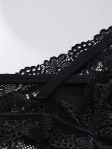 DORSU Floral Lace Criss Cross Sexy Panty, Black - Black - View 5
