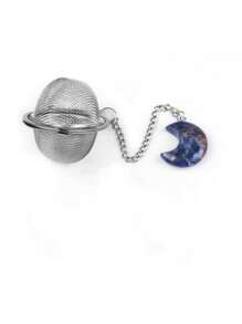 1pc 304 Stainless Steel Tea Infuser With Crystal Stone, Extended Chain Hook, Tea Ball Strainer, For Loose Leaf Tea, Spices, Condiments, Gift For Tea Lovers, Crystal Moon Decor Craft Back To School