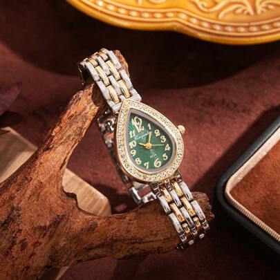 xinyunkou ساعة نسائية حديثة بسوار من الفولاذ المرصع بنجوم وقطرات مياه، ساعة أنيقة عصرية مرصعة بالماس