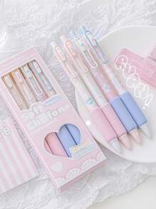 4 支装软雪纺凝胶笔套装奶油粉色薄荷设计 0.5 毫米圆珠笔黑色墨水适用于书写办公室学校 - 粉色 - 查看 13
