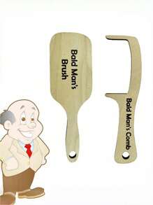 1 Bald Men's Comb And Brush, Interesting Wooden Hairless Comb And Toothless Comb, Wooden Hairless Comb, Suitable For Friends With Sparse Or Bald Hair, Suitable For Travel, Outdoor, Sports, Office, School Body Care