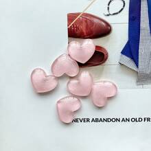 6pcs Glitter Colorful Heart Shaped Decorative Accessories, Clear Resin Components, For DIY, Jewelry, Hair Clips, Shoe Decorations Best Gifts Birthday