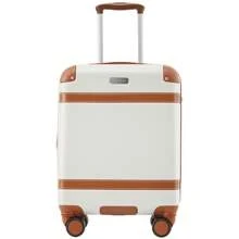 Sweiko Sweiko Mala rígida, mala com rodinhas, mala de viagem, bagagem de mão 4 rodas, material ABS, trava alfandegária TSA, 56 * 38,5 * 23,5, (creme + marrom)