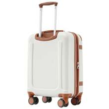 Sweiko Sweiko Mala rígida, mala com rodinhas, mala de viagem, bagagem de mão 4 rodas, material ABS, trava alfandegária TSA, 56 * 38,5 * 23,5, (creme + marrom)