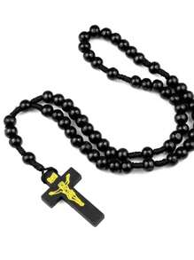 1 件天然木珠编织情侣项链，8 毫米珠子，日常佩戴西式风格