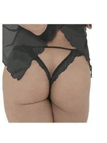 Lybito DeMillus 51239 Thong Panty - Black - View 2