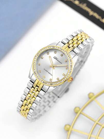 Rhinestone Dekorativ Rund Hand Vattentät Quartz Watch