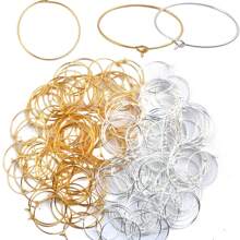 20pcs Classic Gold And Silver Wine Glass Charm Rings, 25mm/0.98inch Open Circle Rings For Earrings Beading, DIY Jewelry Making, Wedding Birthday Party Holiday Gifts - 20pcs Wine Glass Rings - View 1