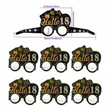 6pcs/Set Gold & Black Birthday Party Glasses For 18th/20th/21st/30th/40th/50th/60th/70th Birthday Photo Props, Suitable For Birthday Parties, Anniversary Celebrations, And Gatherings