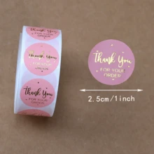 500 cái/cuộn, nhãn dán cảm ơn quý khách màu đen và hồng, kích thước 1 inch, dùng cho doanh nghiệp nhỏ, thích hợp cho Ngày Valentine. - Nhiều màu - Xem 3