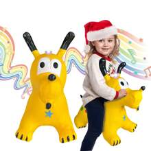 GRUPO CARNAVALLIA Montable Perrito Amarillo Inflable Brinca Luz Y Sonido Regalo - Amarillo - Ver 1