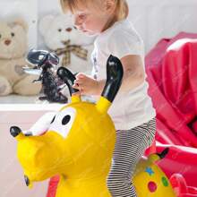 GRUPO CARNAVALLIA Montable Perrito Amarillo Inflable Brinca Luz Y Sonido Regalo - Amarillo - Ver 3