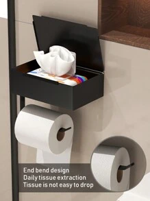 1 pieza Portarrollos de papel higiénico con estante, caja de almacenamiento de toallitas para el baño, portarrollos de papel higiénico, dispensador de pañuelos montado en la pared, estante colgante de almacenamiento de papel para el baño, accesorios de baño, estante de almacenamiento de papel higiénico montado en la pared