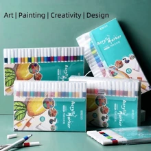 80/60/48/36/24/12 Acrylic Colorful Marking Pen, Art DIY Graffiti Pen, Colored Watercolor Art Marking Pen Set, Opaque Waterproof Large Capacity Color Pencil, Perfect Gift, Halloween Gift, Christmas Gift,Back To School