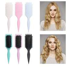 卷发定型刷野猪鬃毛顺发刷打结头发梳子定型卷发理发沙龙造型工具 - 彩色 - 查看 1