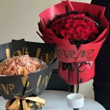 10pcs Valentine's Day "Love" Letter Waterproof Flower Wrapping Paper, Gift Packaging Material - Multicolor - View 3
