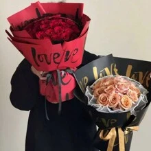 10pcs Valentine's Day "Love" Letter Waterproof Flower Wrapping Paper, Gift Packaging Material - Multicolor - View 5