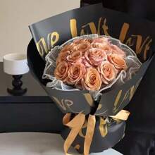 10pcs Valentine's Day "Love" Letter Waterproof Flower Wrapping Paper, Gift Packaging Material - Multicolor - View 7