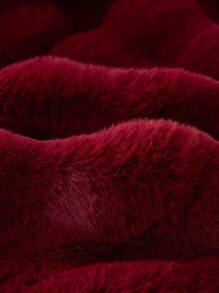 1pc Modern Style Plush Faux Fur Sofa Cover, Pet-Friendly Anti-Slip Sofa Protector - Burgundy - View 9