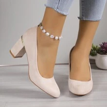 Tacchi alti eleganti da ufficio alla moda con tacco spesso, scarpe da donna alla moda per San Valentino