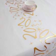 1 pieza Elegante tapete de mesa dorado chapado, adecuado para decoración de fiestas de cumpleaños de 18, 20, 40, 50, 60 años, aniversarios, jubilación, decoración de fiesta de feliz cumpleaños