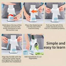 Cortador de verduras rotativo multifunción manual, rallador de queso, herramienta de cocina para triturar, rebanar y cortar en ondas patatas - Verde - Ver 7