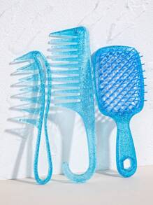 造型梳套装发刷空心宽齿梳头皮按摩梳透明闪光头皮按摩梳头发造型梳 1/2/3/5 件/套，宽齿梳，镂空发梳通风发刷，透明设计，适合美发师和化妆师