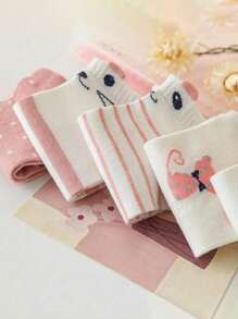 5/10 双女士运动袜，粉色季节性可爱船袜，适合户外运动，时尚袜子，运动户外 - 彩色 - 查看 4