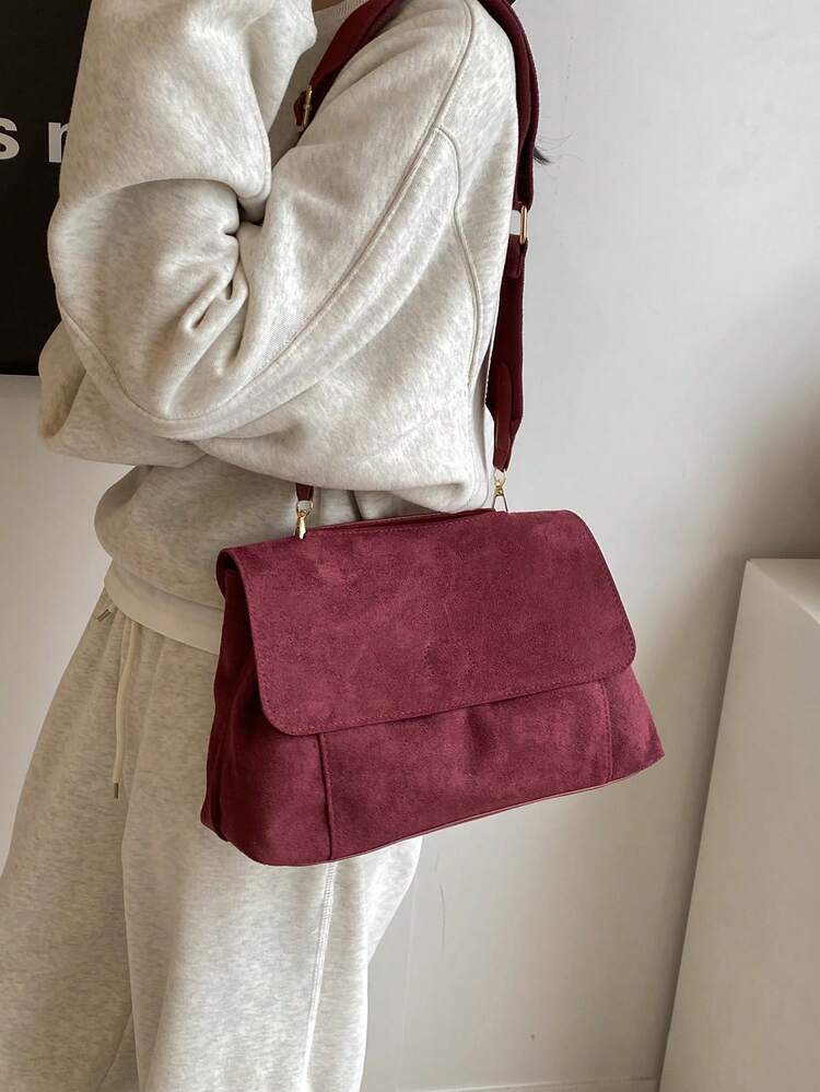 Dedoo Túi Burgundy Túi Charry Red Túi Wine Red Túi Retro Brown Velvet Joker Túi Thu Đông Túi Đeo Vai Dung Tích Lớn Cho Nữ Túi Xách Nữ 2024 New Wave - Đỏ - Xem 2