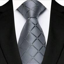 GOADAFOO Cravatta di lusso da 8cm per uomo, colori grigio, nero e bianco, a pois e righe floreali, cravatta jacquard tessuta a mano adatta per uomo, sposo, affari, matrimoni e feste