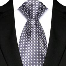 GOADAFOO Cravatta di lusso da 8cm per uomo, colori grigio, nero e bianco, a pois e righe floreali, cravatta jacquard tessuta a mano adatta per uomo, sposo, affari, matrimoni e feste