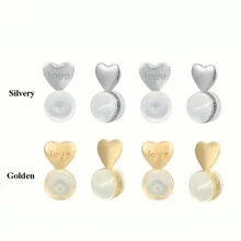 2pcs/6pcs Heart-Shaped Silicone Earplug Backs, Support Earrings From Falling Down