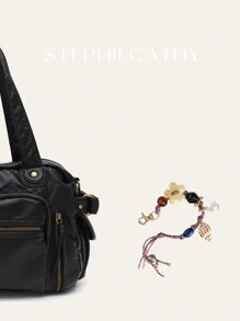 STEPHIECATHY Pulsera, llavero y colgante hechos a mano con cuentas, decorados con nudos de cuerda de colores, conchas y flores, adecuados como accesorios para teléfono, bolso y monedero, regalo ideal para el Día de San Valentín - Multicolor - Ver 6