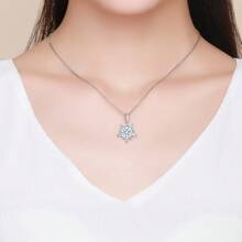 WOSTU 1 Stück 925 Sterlingsilber glänzender Winter Schneeflocken Charm Perlen Anhänger, geeignet für DIY Armband Halskette Schmuckherstellung, Geschenkidee für Mädchen & Frauen in der Ferienzeit