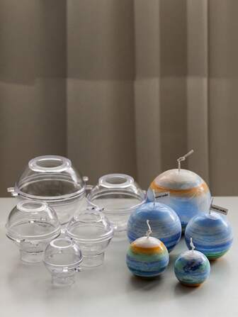 1 件 5-10 厘米球形蜡烛模具 DIY 3D 球形蜡烛星球系列香薰蜡烛制作用品亚克力模具套件手工制作