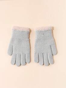 1 Pair Children Knitted Fingerless Gloves With Fringes, Warm Woolen Mittens For Boys & Girls, Autumn And Winter, Suitable For Students Outdoor