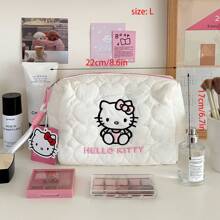 Sanrio 1pc Sanrio Hello Kitty Makeup Bag, Large Capacity Cosmetics Storage Pouch, Handbag, Desktop Organizer - Women's Day Gift,For Holiday Beach, Bathroom Collection, Bedroom Collection, Large Capacity