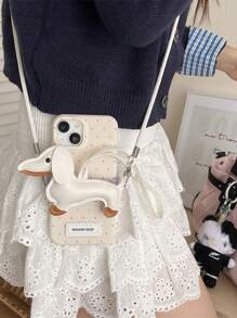 腊肠狗形状 3D 皮革手机壳挂绳，适合所有手机型号 - 彩色 - 查看 8