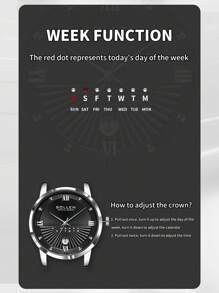 SOLLEN Silver‌ Luxury Men's Dress Watch, Stainless Steel Waterproof Business Casual Quartz Watch With Calendar, Fashionable Gift For Men