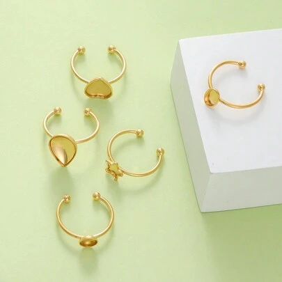 5 piezas Juego de anillos con base ajustable de acero inoxidable - Kits de joyería DIY para crear accesorios únicos de plata y dorados - Perfecto para principiantes y artesanos experimentados - Componentes para elaborar joyería