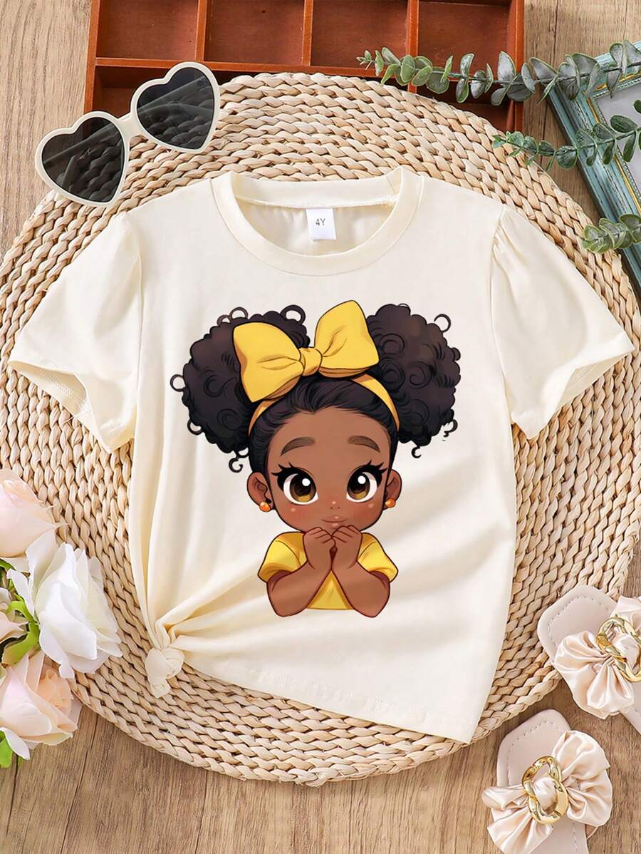 卡通人物印花短袖休闲 T 恤