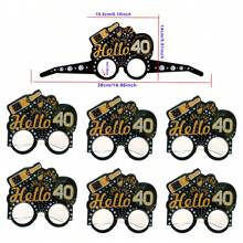 6pcs/Set Gold & Black Birthday Party Glasses For 18th/20th/21st/30th/40th/50th/60th/70th Birthday Photo Props, Suitable For Birthday Parties, Anniversary Celebrations, And Gatherings