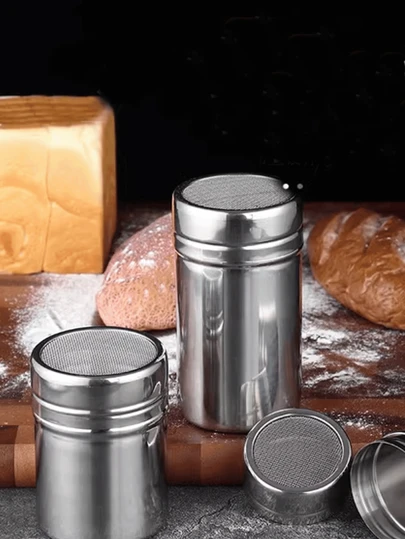1 件不锈钢粉末分配器，带网，香料调味罐，胡椒罐，咖啡粉筛