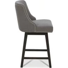 Counter Height Swivel Barstools, Height Upholstered Bar Stools Set Of 2 - 燧石灰 - 查看 3